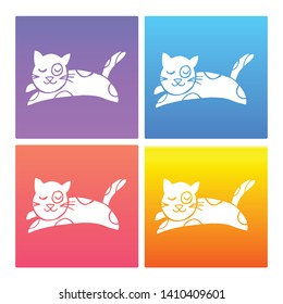4 Sets / Collection Gradient Color Violet, Blue, Red, Yellow of Cat Animal Icon. Graphic Design Resource, Element, Vector Illustration. EPS 10