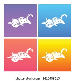 4 Sets / Collection Gradient Color Violet, Blue, Red, Yellow of Cat Animal Icon. Graphic Design Resource, Element, Vector Illustration. EPS 10