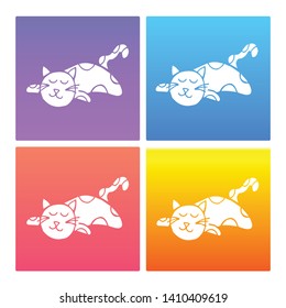 4 Sets / Collection Gradient Color Violet, Blue, Red, Yellow of Cat Animal Icon. Graphic Design Resource, Element, Vector Illustration. EPS 10