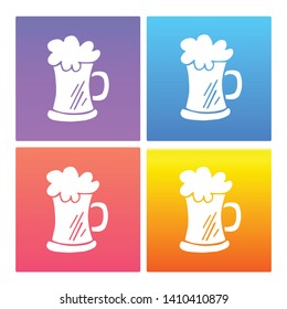 4 Sets / Collection Gradient Color Violet, Blue, Red, Yellow of Beer Drinks Icon. Graphic Design Resource, Element, Vector Illustration. EPS 10