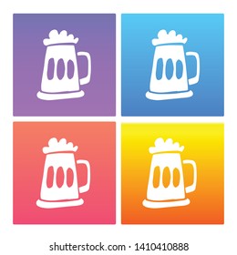 4 Sets / Collection Gradient Color Violet, Blue, Red, Yellow of Beer Drinks Icon. Graphic Design Resource, Element, Vector Illustration. EPS 10