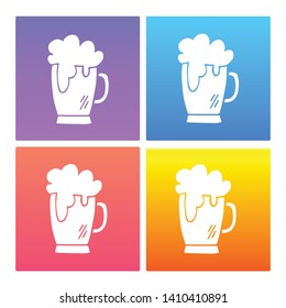 4 Sets / Collection Gradient Color Violet, Blue, Red, Yellow of Beer Drinks Icon. Graphic Design Resource, Element, Vector Illustration. EPS 10