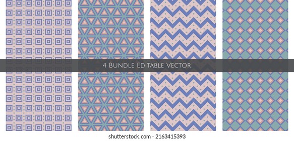 4 sets editable vector. Simple geometry design. Background, pattern, backdrop, fabric, tile. 