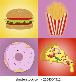 4 sets of fast food vector
