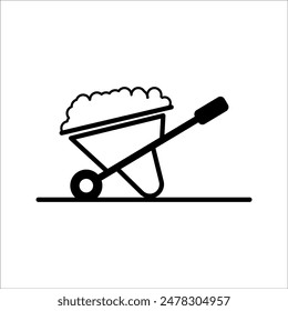 4 sets of flat vector wheeled cart color illustrations. Working tool. Homemade tool.