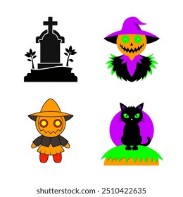 4 sets of Halloween illustration vector icon