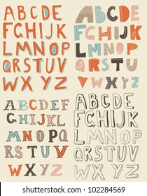 4 sets of latin alphabet