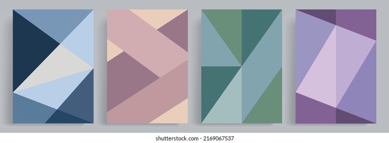4 sets of minimalistic geometric template vector backgrounds. Abstract simple colorful texture background. Suitable for posters, covers, social media, offices
