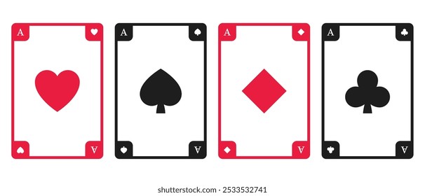 4 sets of playing cards suits. Vector illustration.