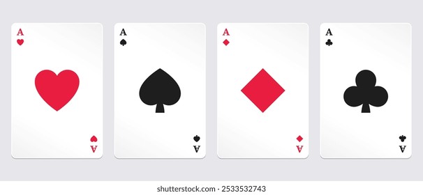 4 sets of playing cards suits. Vector illustration.