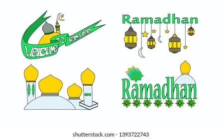 4 sets of Rhamdhan illustration icons/Ramadhan icons