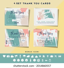 4 Sets of Shopping Thank You Card Vector Illustration Design Set Greeting Cards
