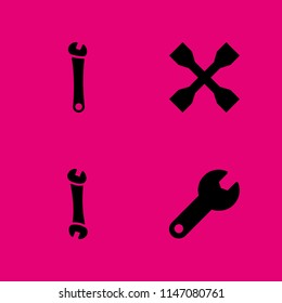 4 settings icon set with wrench and spanner vector illustration for graphic design and web