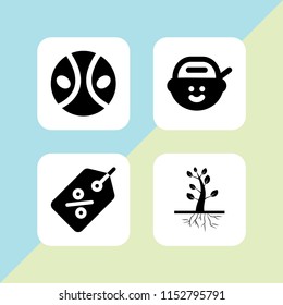 4 shadow icons in vector set. tag, superhero, forest and rapper illustration for web and graphic design