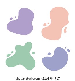 4 shape of abstract painting art vector collection. Hand drawn pastel tone with all shape art design.