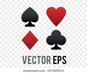 Die 4 Formen Anzüge der Kartensymbole - Spade, Heart, Diamond und Club
