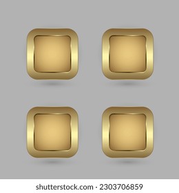 4 shapes golden rectangle blank button for website UI  vector design