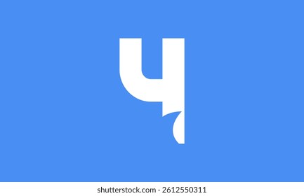 4 Shark Logo Number Simple Modern Blue