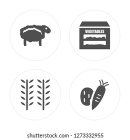 4 Sheep, Wheat, Vegetables, Vegetable modern icons on round shapes, vector illustration, eps10, trendy icon set.