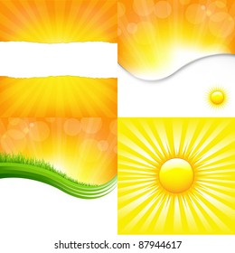 4 Shiny Backgrounds Set, Vector Illustration