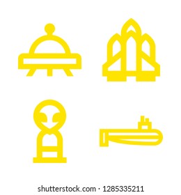 4 ship icons with ufo and alien in this set