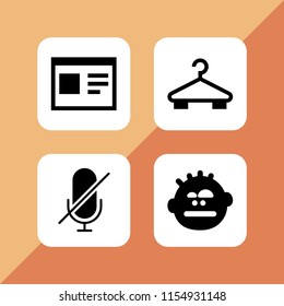 4 shirt icons in vector set. sceptic, mute, template and hanger illustration for web and graphic design