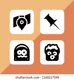 4 shock icons in vector set. scared, pin and dazed illustration for web and graphic design