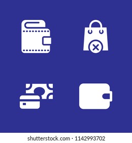 4 shopping icon set with payment method, wallet and shopping bag vector illustration for graphic design and web