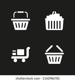 4 shopping icon set with trolley and shopping basket vector illustration for graphic design and web