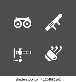 4 shot icons in vector set. binoculars with eyes, gun and golf illustration for web and graphic design