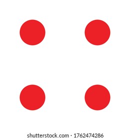 4 dados laterales, rojo sobre blanco