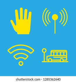 4 signal icons with wifi and male hand shape in this set