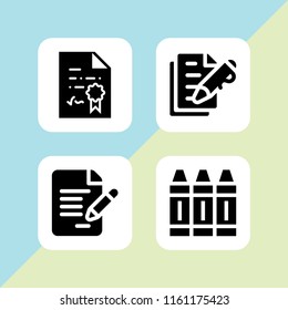 4 signature icons in vector set. pen and contract illustration for web and graphic design