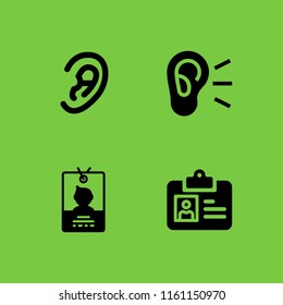 4 silence icons in vector set. pass, ear and human ear shape illustration for web and graphic design