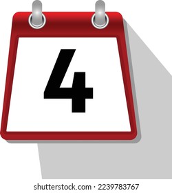 4 icono de calendario simple en fondo blanco