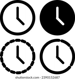 4 Simple Clock Vector Icons