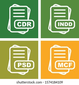  4 Simple File Format Related Color Icons
