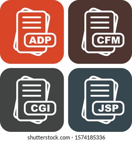 4 Simple File Format Related Color Icons
