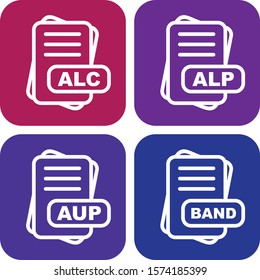 4 Simple File Format Related Color Icons
