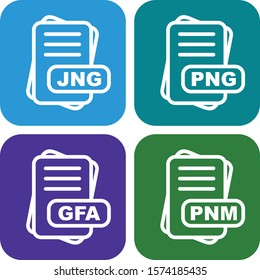 4 Simple File Format Related Color Icons
