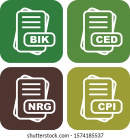 4 Simple File Format Related Color Icons
