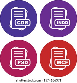  4 Simple File Format Related Color Icons
