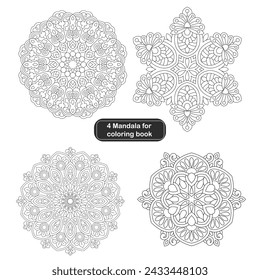 4 Simple Quality Mandala Design For colouring Book 