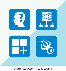 4 sketch icons in vector set. logo, seo and web, app and question illustration for web and graphic design