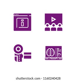 4 sketch icons in vector set. seo and web, e learning and ui illustration for web and graphic design