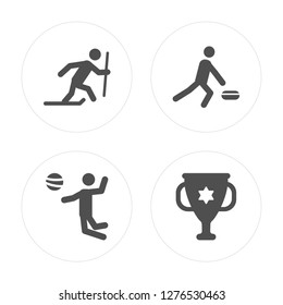 4 Ski, Velleyball, Winter Games, Chalice modern icons on round shapes, vector illustration, eps10, trendy icon set.