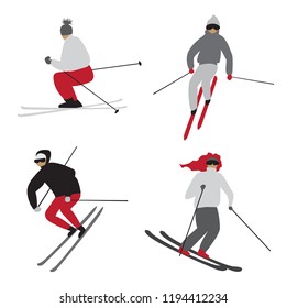 4 Skiers figues, vector
