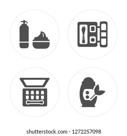 4 Skincare, Eye shadow, Cream modern icons on round shapes, vector illustration, eps10, trendy icon set.