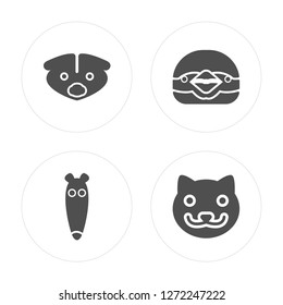 4 Skunk, Ant Eater, Penguin, Mink modern icons on round shapes, vector illustration, eps10, trendy icon set.