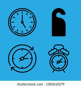 4 sleep icons with clock and do not disturb in this set